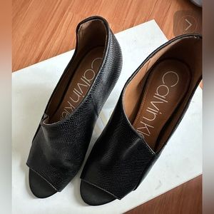 Calvin Klein open toe booties